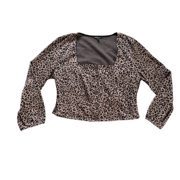 Charlotte Russe Tops - Brown Leopard Print Button Down